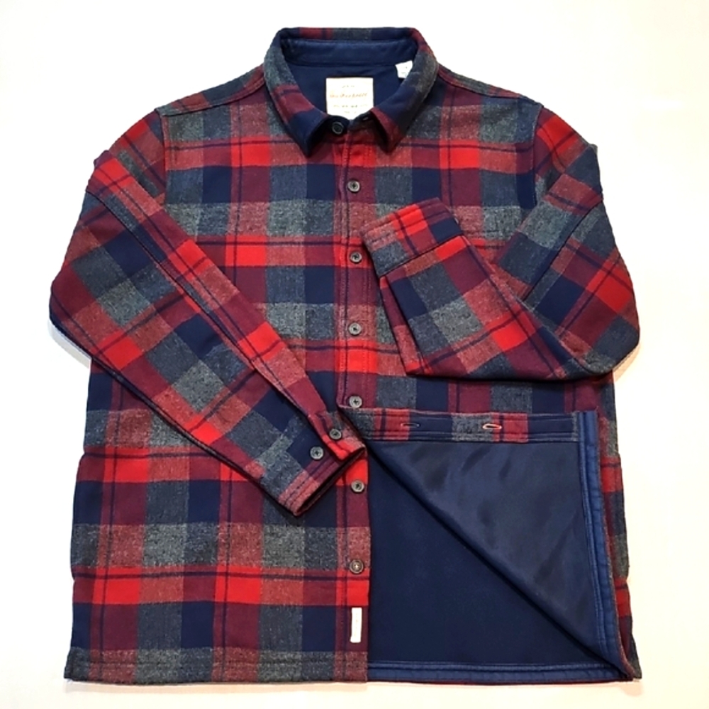 Weatherproof Vintage Flannel Shirt Jacket, Size L, Gray / Red / Blue, NWOT